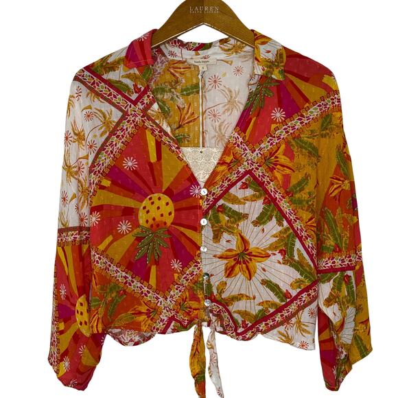 Haute Hippie crop tropical print top - NEW - Picture 1 of 10